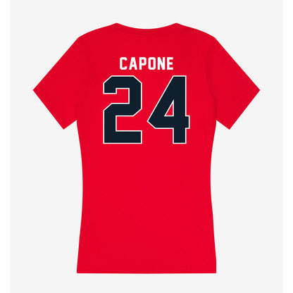 Dallas Baptist - NCAA Men's Tennis : Zach Capone - Women's V-Neck T-Shirt-1