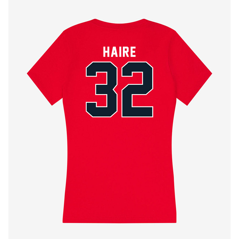 Dallas Baptist - NCAA Men's Basketball : Justin Haire - Women's V-Neck T-Shirt-1