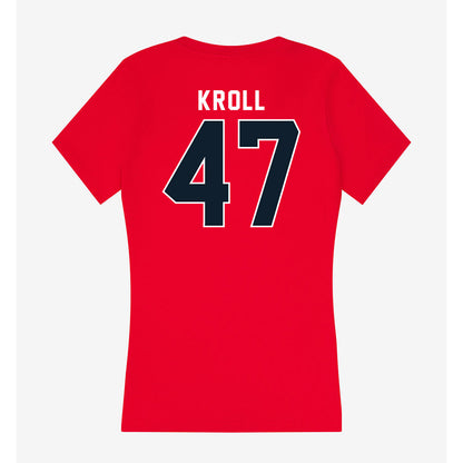 Dallas Baptist - NCAA Baseball : Athan Kroll - Women's V-Neck T-Shirt-1