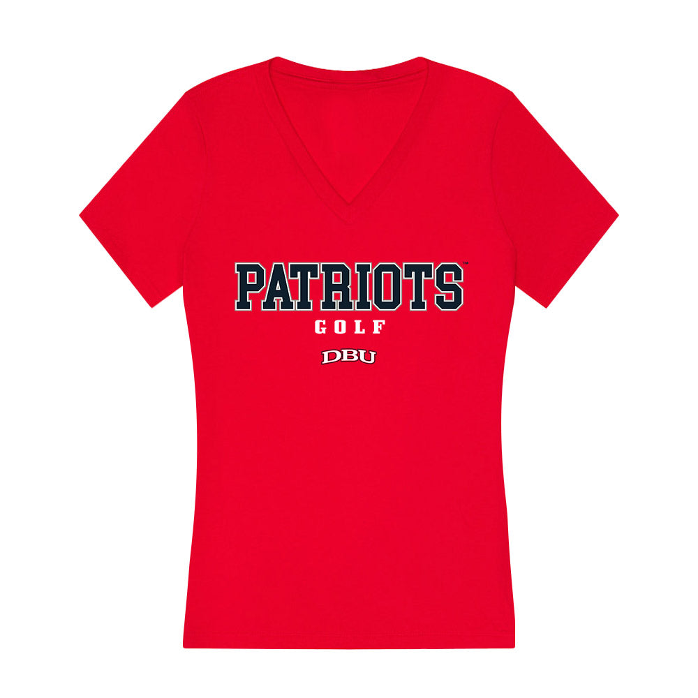 Dallas Baptist - NCAA Women's Golf : Gaia Esparza - Women's V-Neck T-Shirt-0