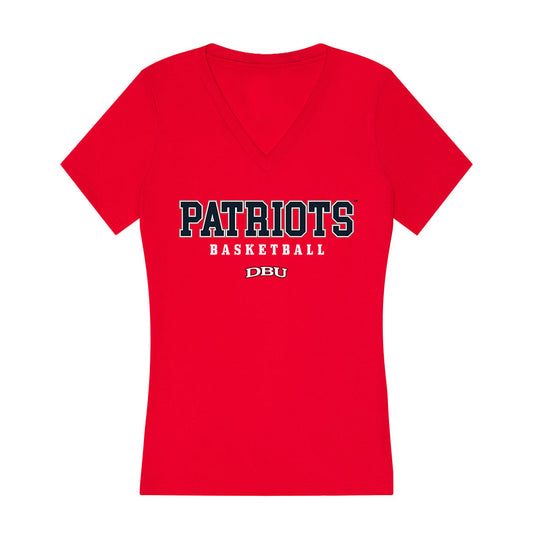 Dallas Baptist - NCAA Men's Basketball : Justin Haire - Women's V-Neck T-Shirt-0
