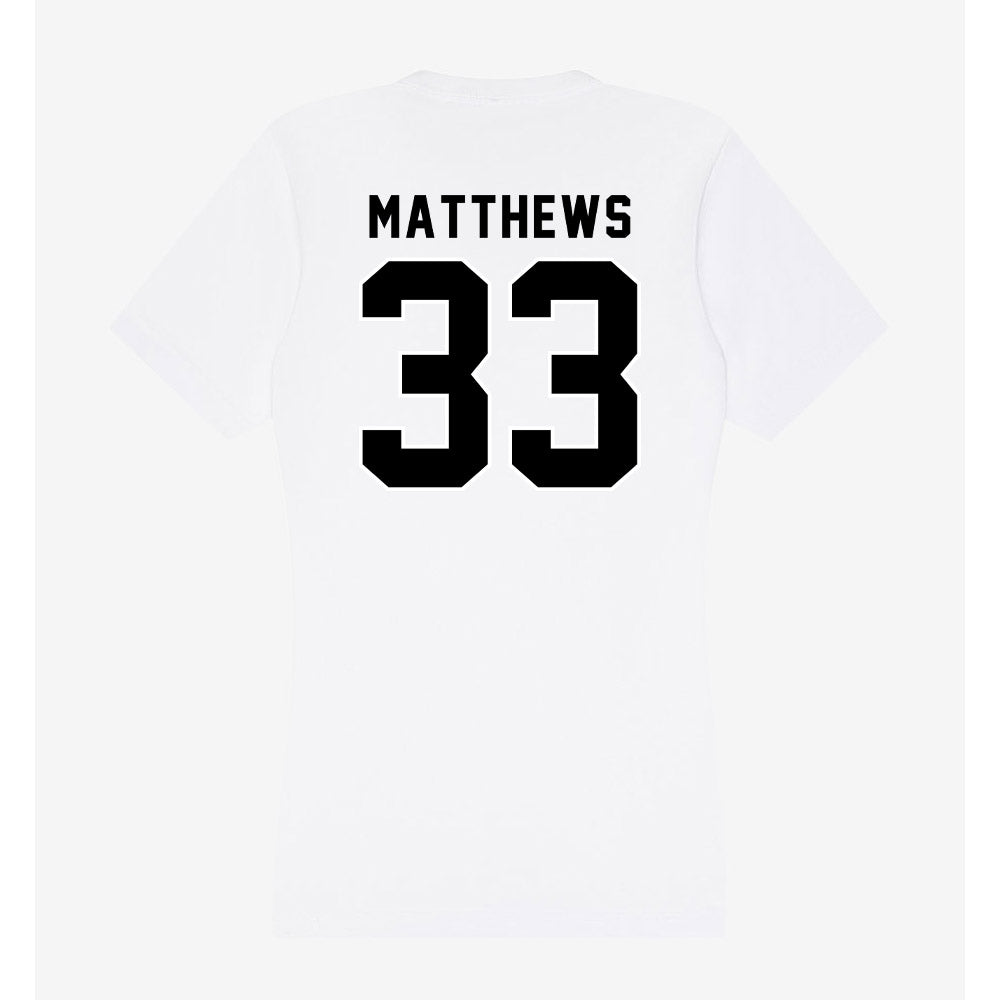 Providence - NCAA Men's Ice Hockey : Aaron Matthews - Women's V-Neck T-Shirt-1