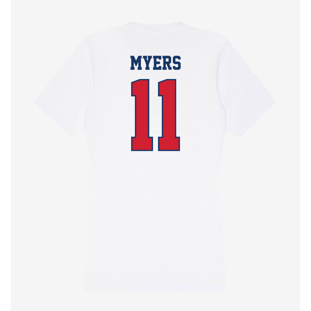 Francis Marion - NCAA Women's Basketball : Tyra Myers - Women's V-Neck T-Shirt-1