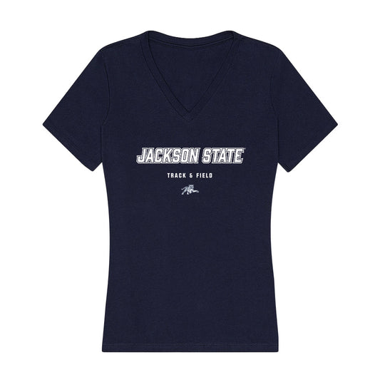 Jackson State - NCAA Men's Track & Field : Fabian Campbell - Women's V-Neck T-Shirt-0