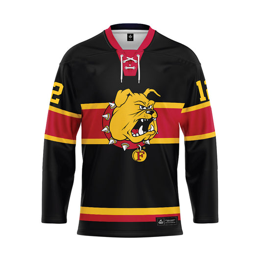 Ferris State - NCAA Men's Ice Hockey : Holden Doell - 2024 Black Hockey Jersey-0