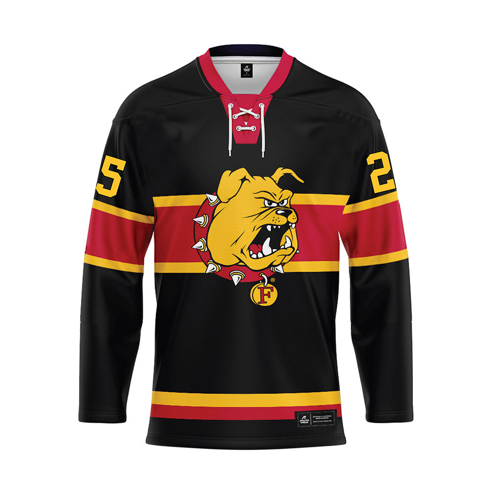 Ferris State - NCAA Men's Ice Hockey : Zach Faremouth - 2024 Black Hockey Jersey-0