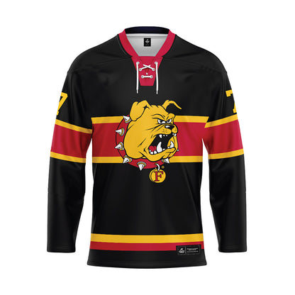 Ferris State - NCAA Men's Ice Hockey : Connor McGrath - 2024 Black Hockey Jersey-0