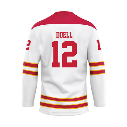 Ferris State - NCAA Men's Ice Hockey : Holden Doell - 2024 White Hockey Jersey-1