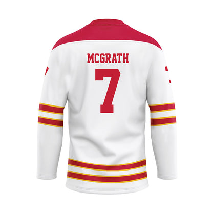 Ferris State - NCAA Men's Ice Hockey : Connor McGrath - 2024 White Hockey Jersey-1