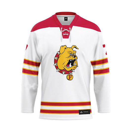 Ferris State - NCAA Men's Ice Hockey : Connor McGrath - 2024 White Hockey Jersey-0