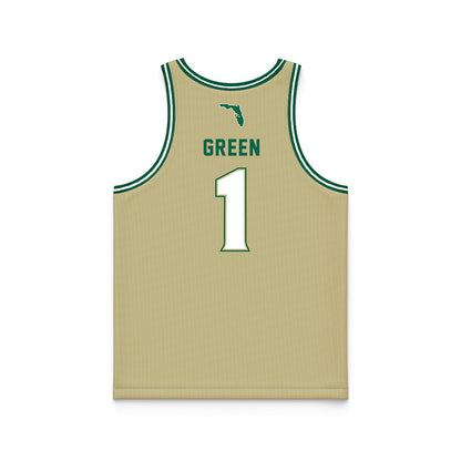 USF - NCAA Men's Basketball : DeAnte Green - Gold Basketball Jersey-1