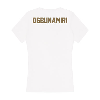 Bryant - NCAA Men's Track & Field : Malik Ogbunamiri - Women's V-Neck T-Shirt-1