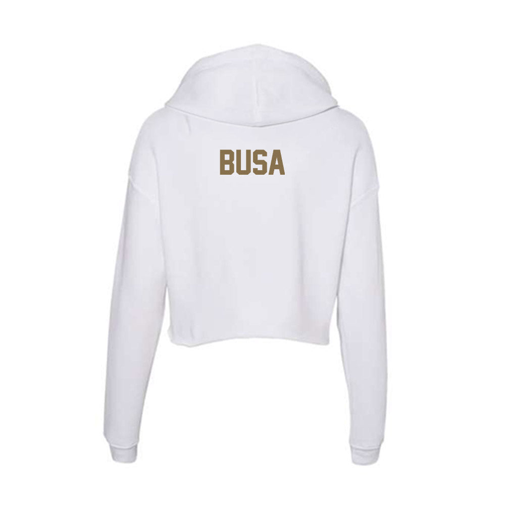 Bryant - NCAA Men's Swimming & Diving : Lincoln Busa - Women's Crop Fleece Hoodie-1