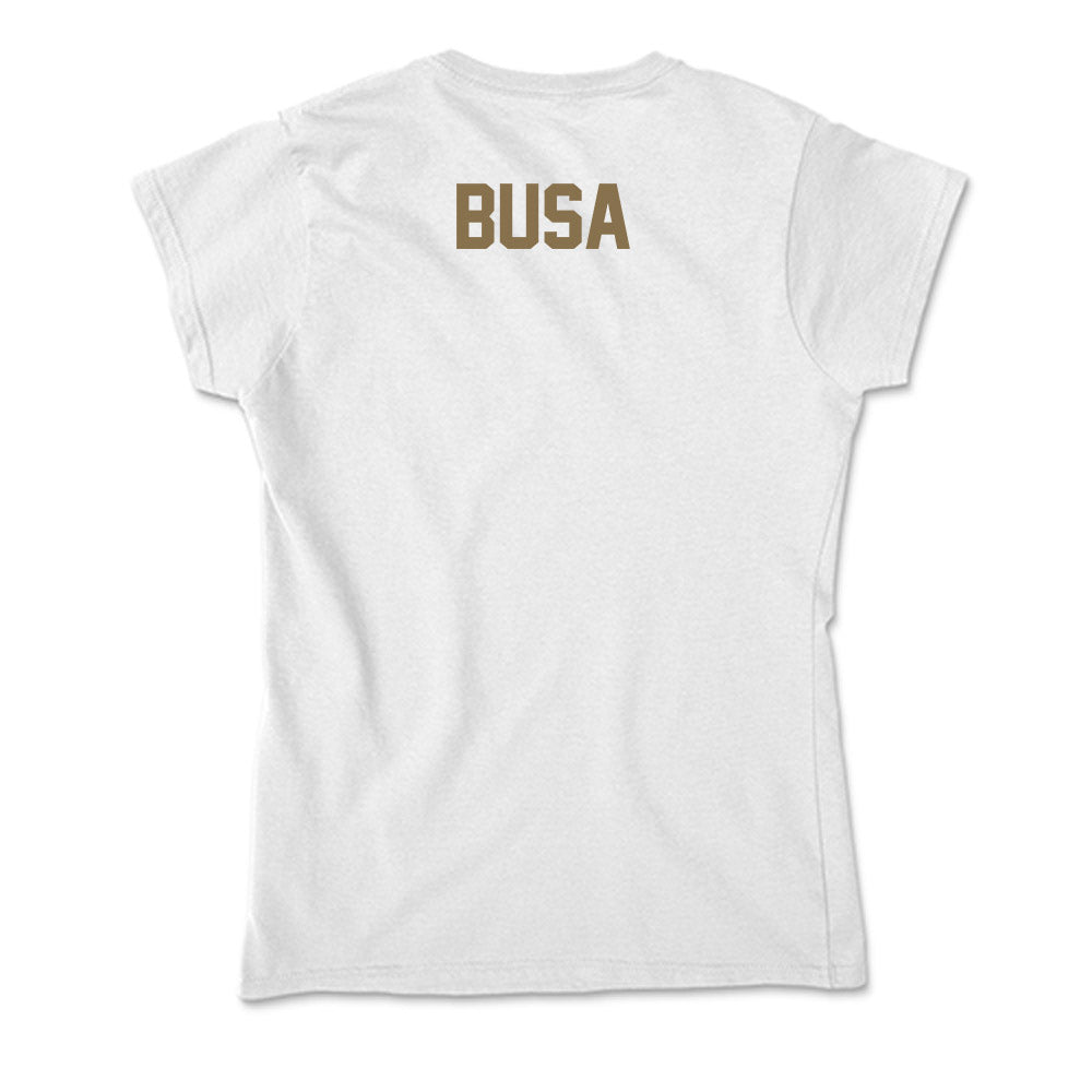 Bryant - NCAA Men's Swimming & Diving : Lincoln Busa - Soft Style Women’s T-Shirt-1