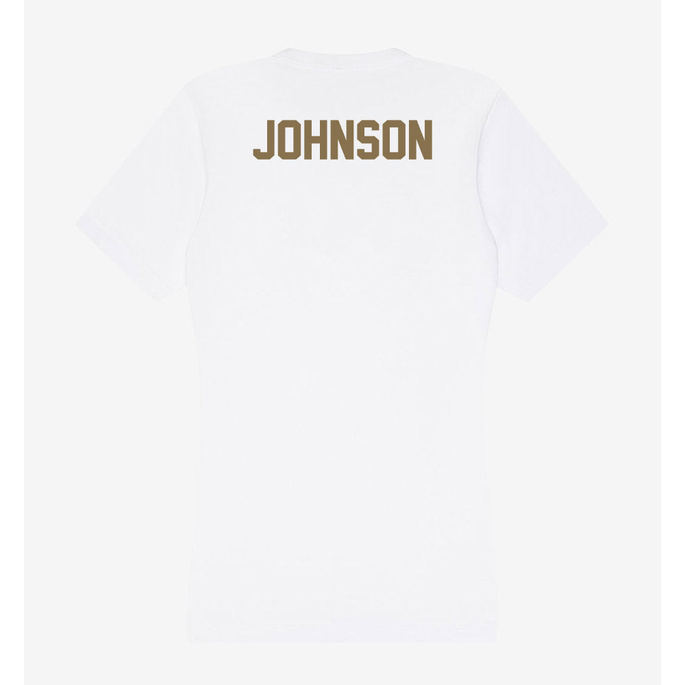 Bryant - NCAA Men's Track & Field : Josiah Johnson - Women's V-Neck T-Shirt-1