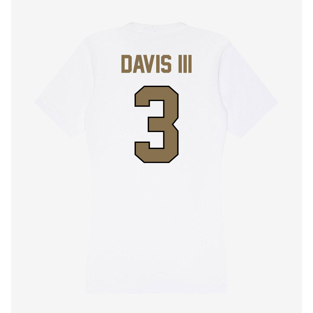 Bryant - NCAA Men's Basketball : Aaron Davis III - Women's V-Neck T-Shirt-1
