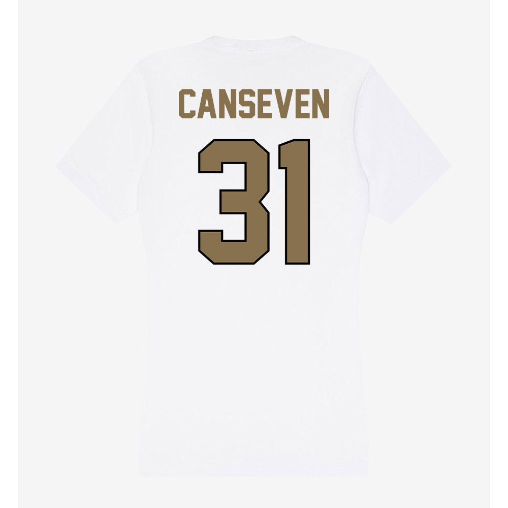 Bryant - NCAA Women's Soccer : Emily Canseven - Women's V-Neck T-Shirt-1