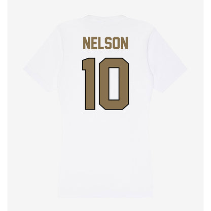 Bryant - NCAA Women's Basketball : Rose Nelson - Women's V-Neck T-Shirt-1