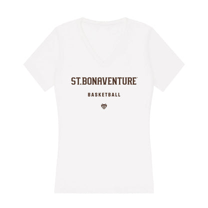 St. Bonaventure - NCAA Men's Basketball : Broek Ostrom - Women's V-Neck T-Shirt-0