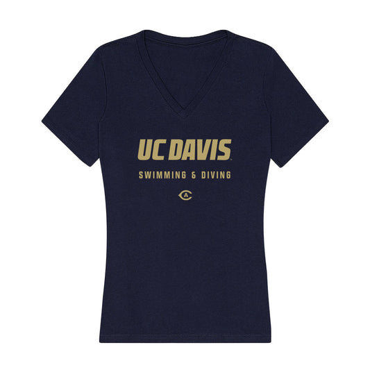 UC Davis - NCAA Women's Swimming & Diving : Katherine Lim - Women's V-Neck T-Shirt-0