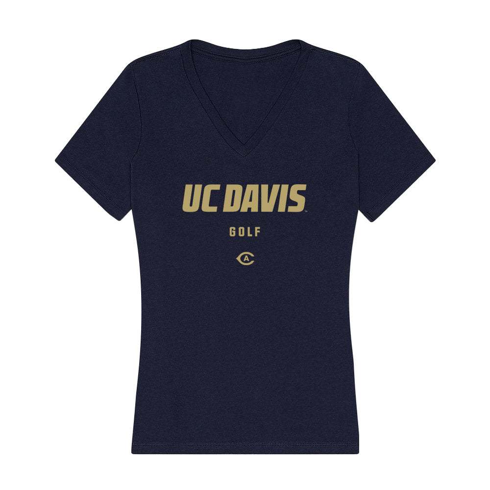 UC Davis - NCAA Men's Golf : Lequan Wang - Women's V-Neck T-Shirt-0