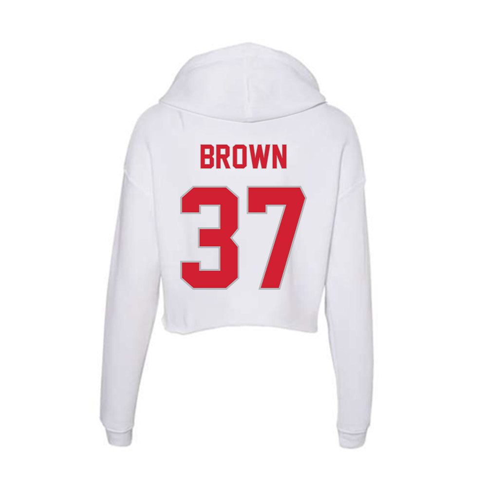 Western Kentucky - NCAA Football : Justin Brown - Women's Crop Fleece Hoodie-1