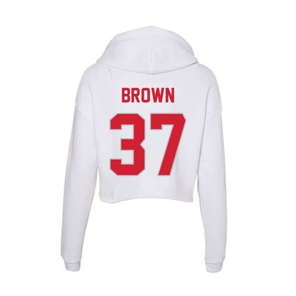 Western Kentucky - NCAA Football : Justin Brown - Women's Crop Fleece Hoodie-1