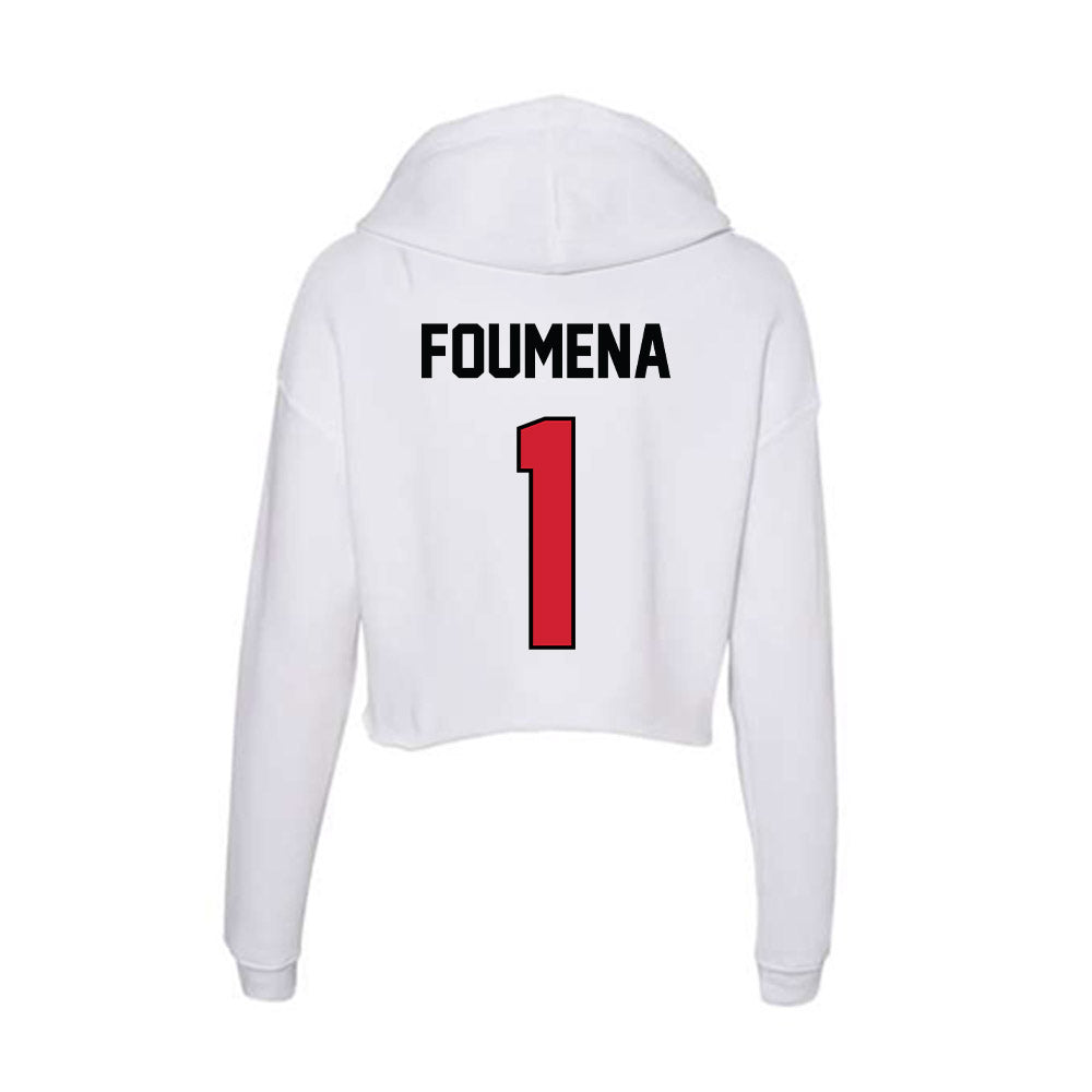 UNLV - NCAA Men's Basketball : Jeremy Foumena - Women's Crop Fleece Hooded Sweatshirt-1