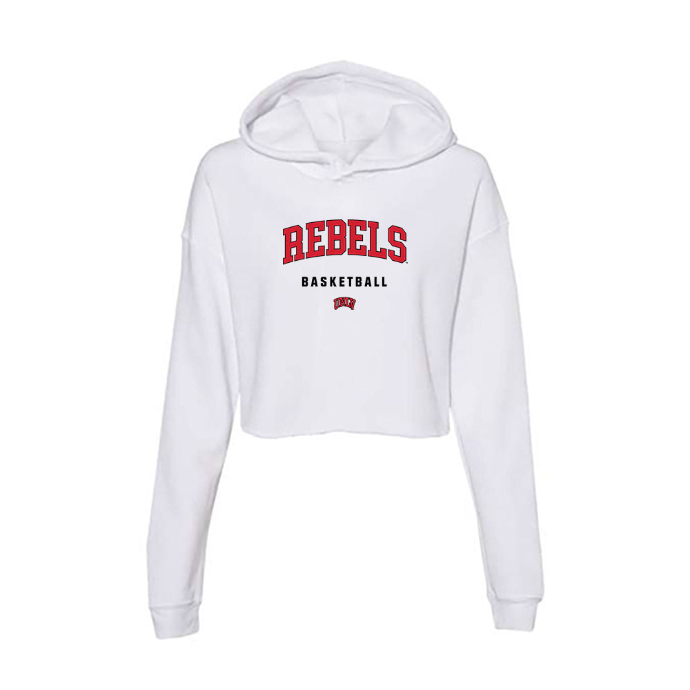 UNLV - NCAA Men's Basketball : Jeremy Foumena - Women's Crop Fleece Hooded Sweatshirt-0
