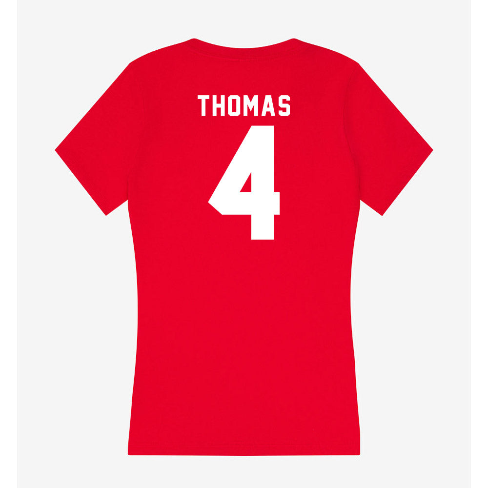 Bradley - NCAA Men's Basketball : Corey Thomas - Women's V-Neck T-Shirt-1