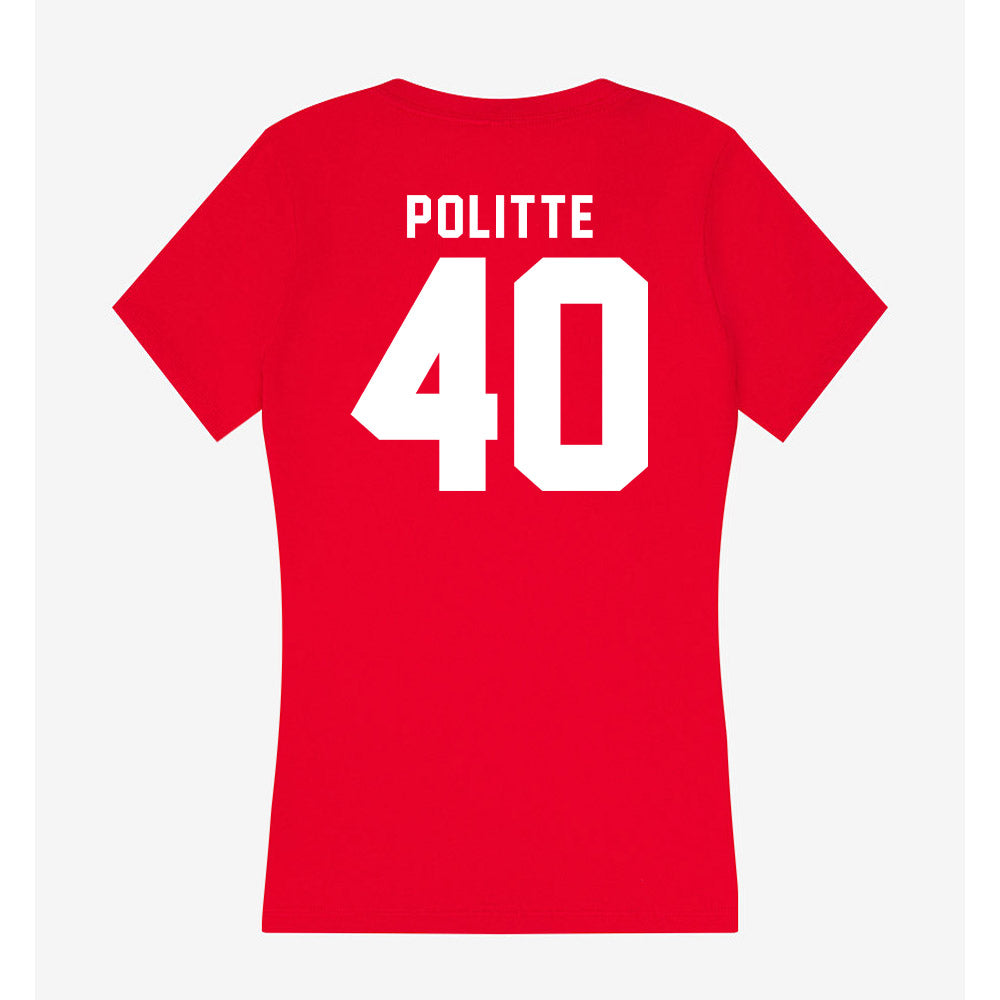 Bradley - NCAA Baseball : Drew Politte - Women's V-Neck T-Shirt-1