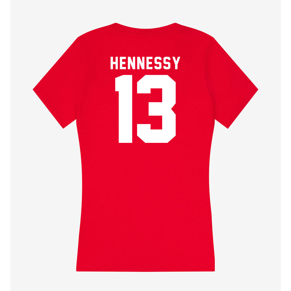 Bradley - NCAA Men's Basketball : Sam Hennessy - Women's V-Neck T-Shirt-1
