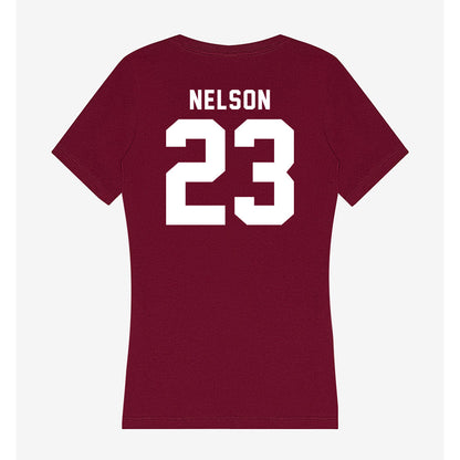 SIU Carbondale - NCAA Women's Basketball : Tkiyah Nelson - Women's V-Neck T-Shirt-1