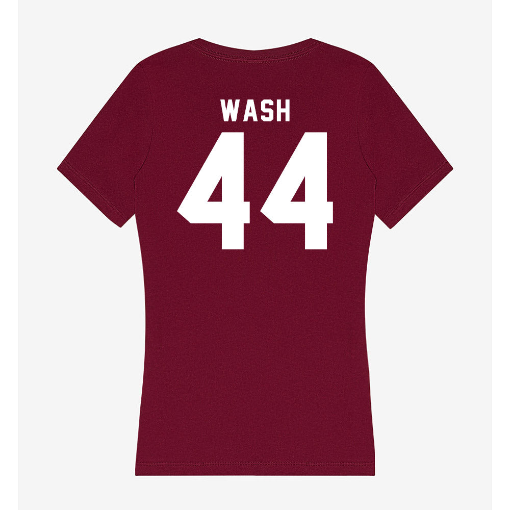 SIU Carbondale - NCAA Football : Miles Wash - Women's V-Neck T-Shirt-1