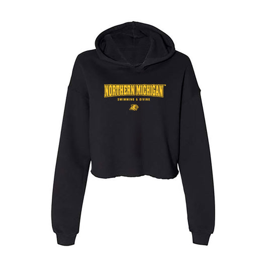 Northern Michigan - NCAA Men's Swimming & Diving : Sebastian Ritsema - Women's Crop Fleece Hooded Sweatshirt-0
