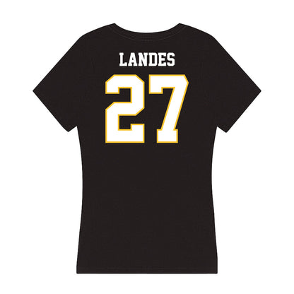 PLU - NCAA Softball : Megan Landes - Women's V-Neck T-Shirt-1