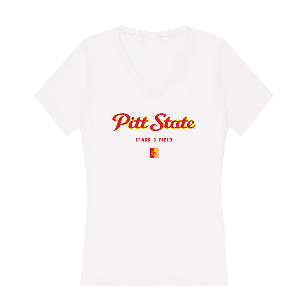 Pitt State - NCAA Men's Track & Field : Brayden Hinz - Women's V-Neck T-Shirt-0