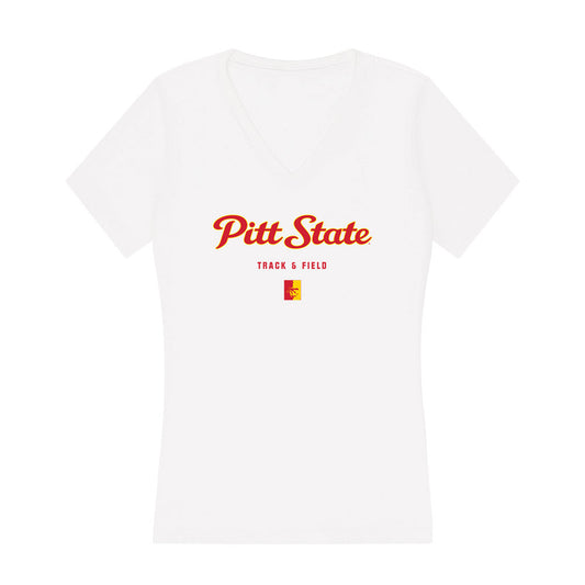 Pitt State - NCAA Men's Track & Field : Kerry Smith - Women's V-Neck T-Shirt-0