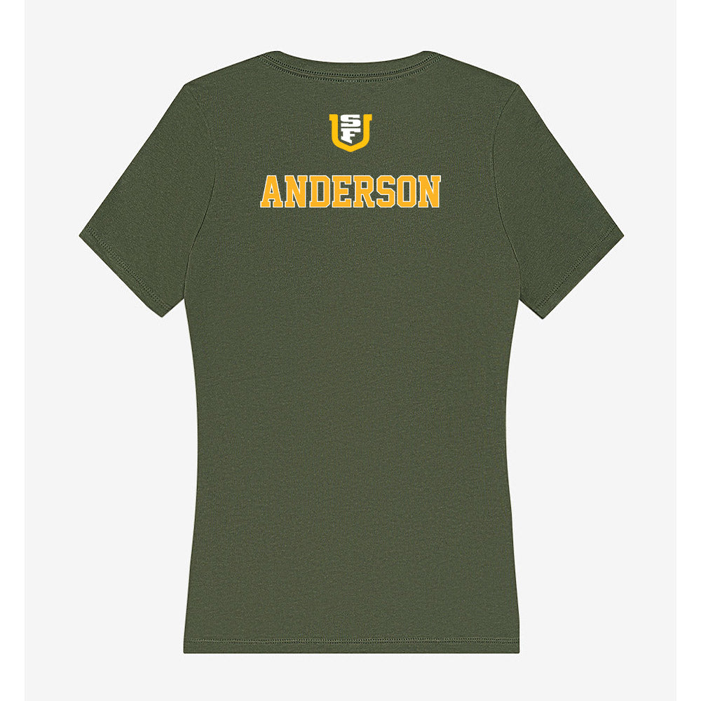 USFCA - NCAA Men's Golf : Theo Anderson - Women's V-Neck T-Shirt-1