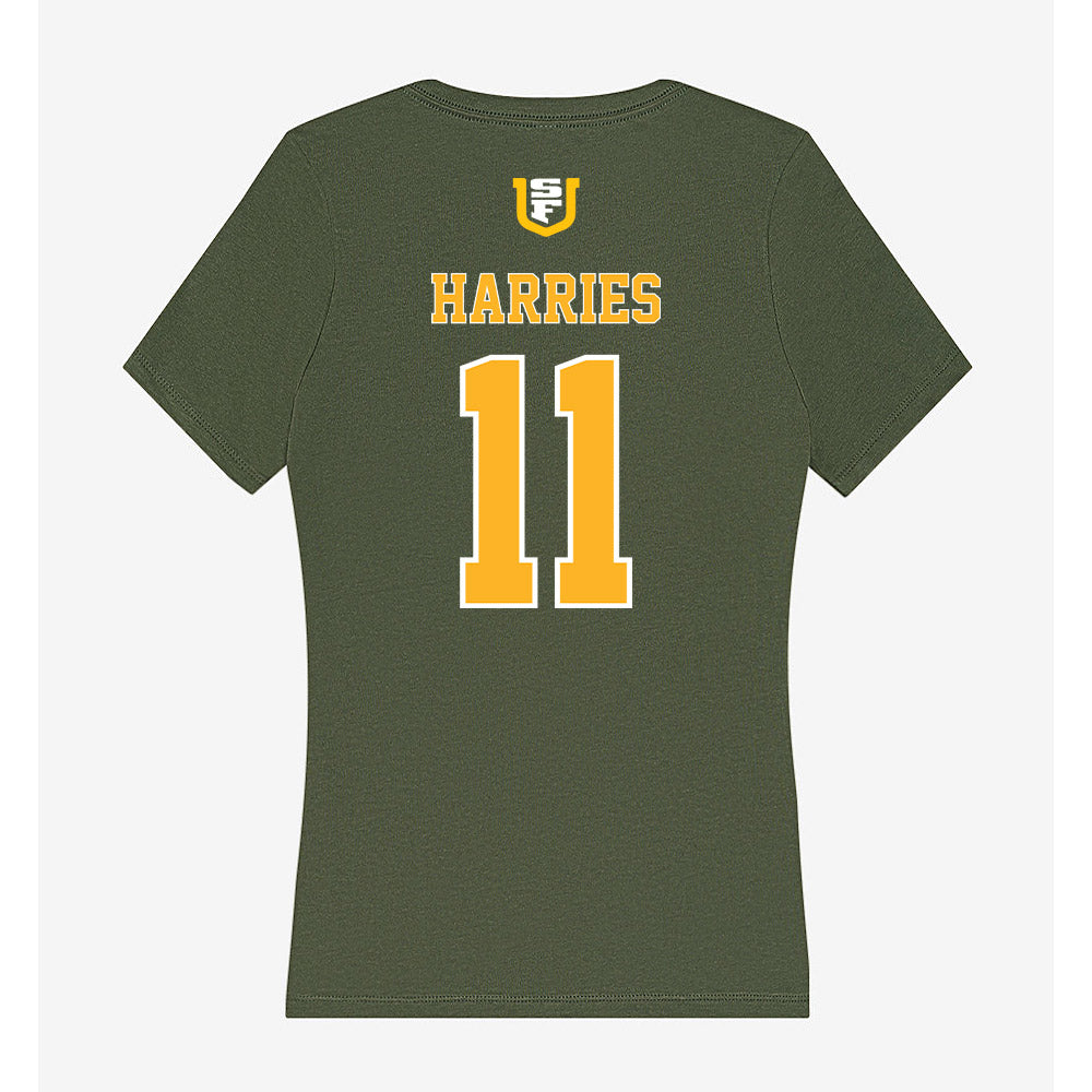USFCA - NCAA Baseball : Tyler Harries - Women's V-Neck T-Shirt-1