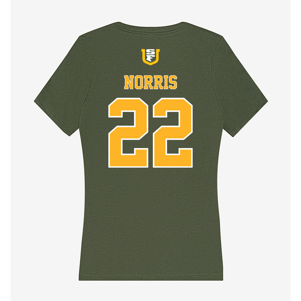 USFCA - NCAA Men's Soccer : Ben Norris - Women's V-Neck T-Shirt-1