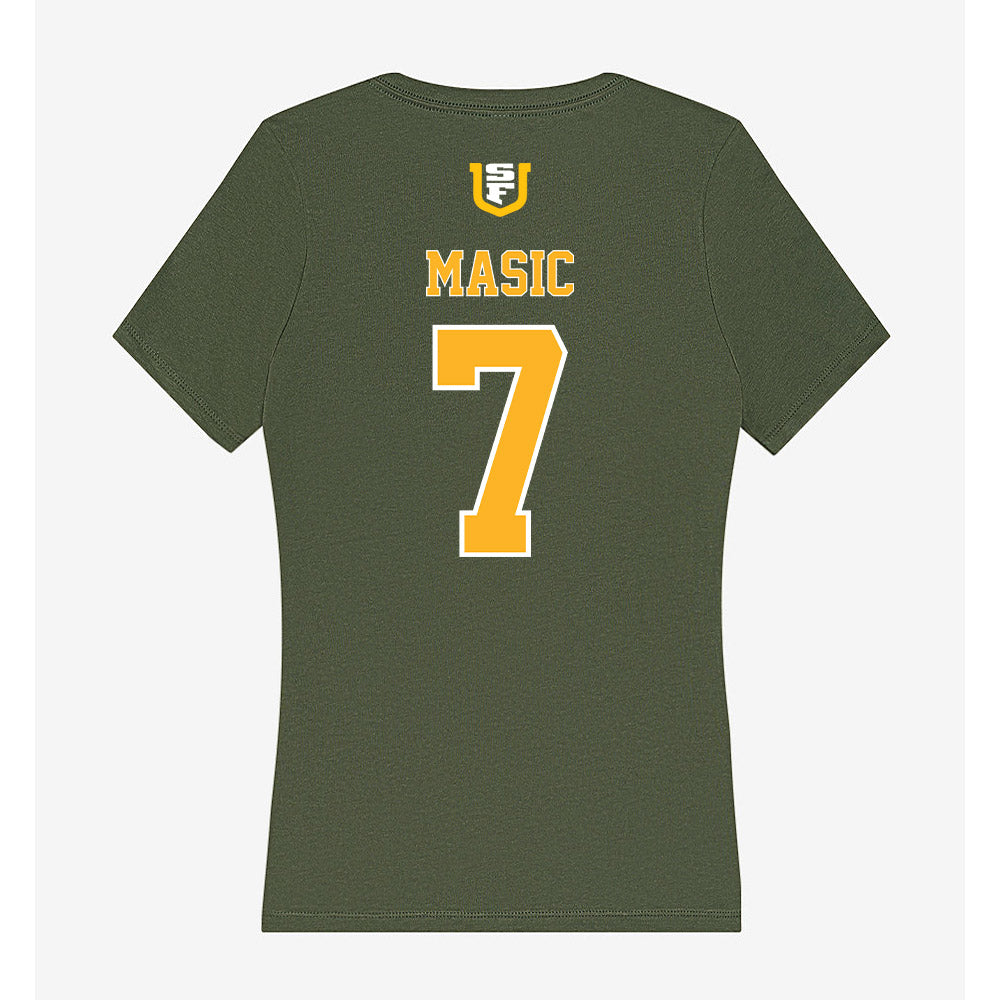 USFCA - NCAA Men's Basketball : Vukasin Masic - Women's V-Neck T-Shirt-1