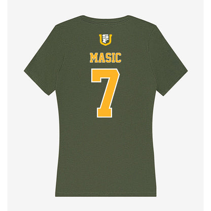 USFCA - NCAA Men's Basketball : Vukasin Masic - Women's V-Neck T-Shirt-1