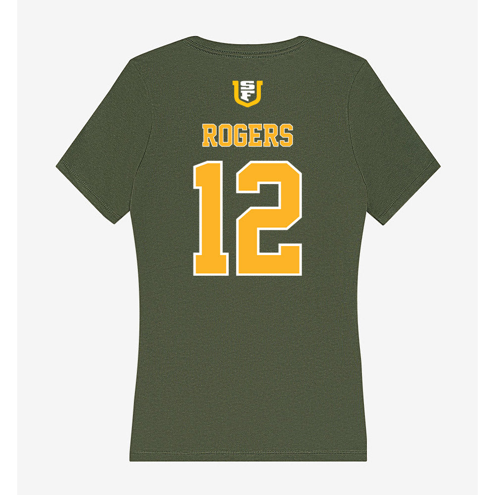 USFCA - NCAA Baseball : TJ Rogers - Women's V-Neck T-Shirt-1