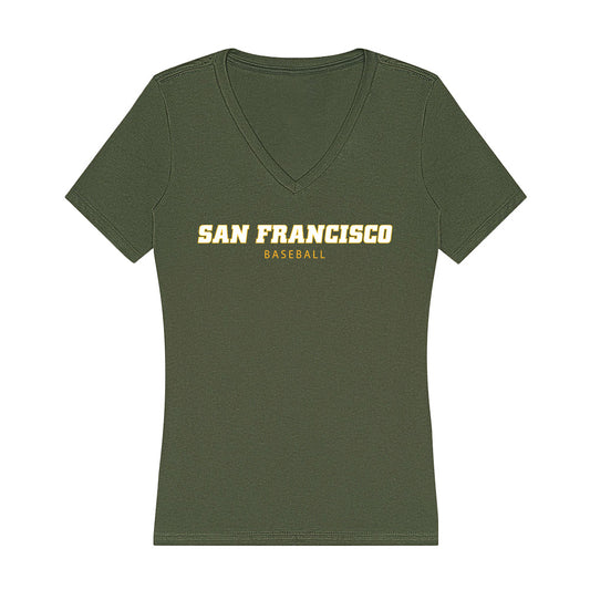 USFCA - NCAA Baseball : Tyler Harries - Women's V-Neck T-Shirt-0