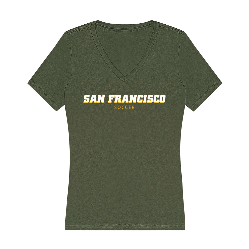 USFCA - NCAA Men's Soccer : Matthew Duggan - Women's V-Neck T-Shirt-0
