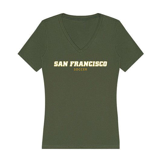 USFCA - NCAA Men's Soccer : Chris Maldonado - Women's V-Neck T-Shirt-0