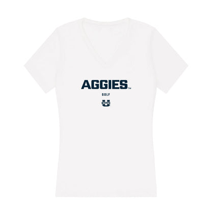 Utah State - NCAA Men's Golf : Luis Cantu - Women's V-Neck T-Shirt-0