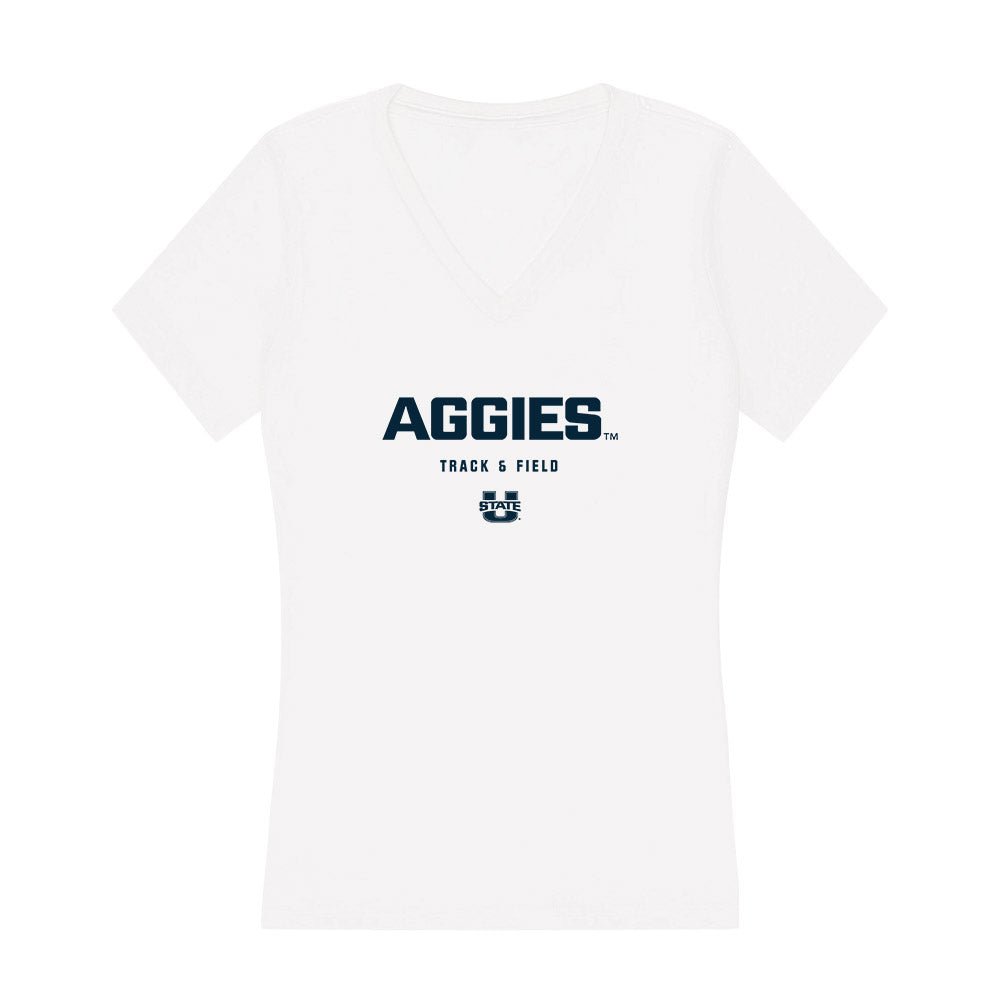 Utah State - NCAA Men's Track & Field : Gavin Beierle - Women's V-Neck T-Shirt-0