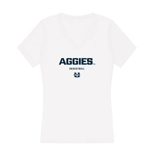 Utah State - NCAA Men's Basketball : Luke Kearney - Women's V-Neck T-Shirt-0